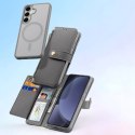Etui skórzane Dux Ducis Lawa na Samsung Galaxy S25 z odłączanym portfelem magnetycznym - szare