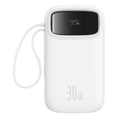 Powerbank Baseus QPow 2 20000mAh 30W z 2 wbudowanymi kablami USB-C - biały Powerbank Baseus QPow 2 20000mAh 30W z 2 wbudowanymi kablami USB-C - biały