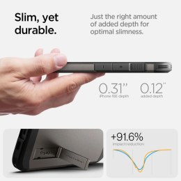 Etui Spigen Tough Armor z MagSafe na iPhone 16e z podstawką - szare