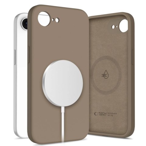 Etui Tech-Protect Liquid Silicone MagSafe na iPhone 16e - brązowe