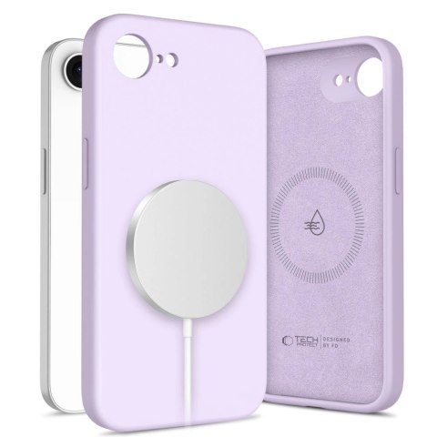 Etui Tech-Protect Liquid Silicone MagSafe na iPhone 16e - fioletowe