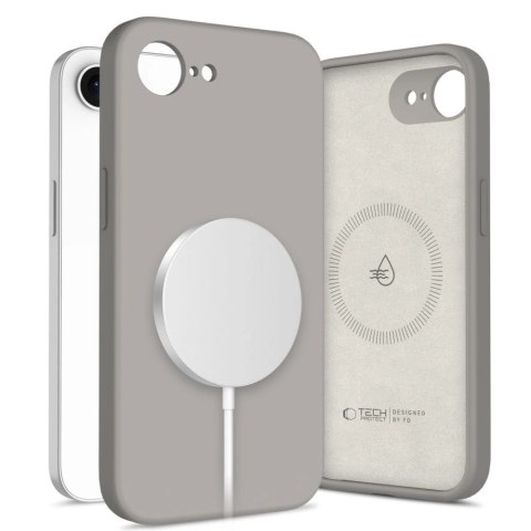 Etui Tech-Protect Liquid Silicone MagSafe na iPhone 16e - szare