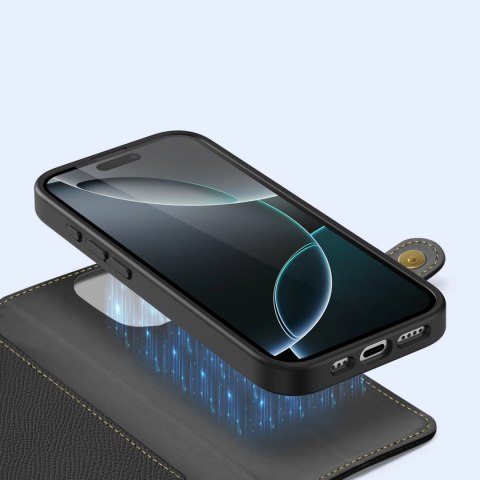 Etui skórzane Dux Ducis Lawa na iPhone 16 Pro - czarne Etui skórzane Dux Ducis Lawa na iPhone 16 Pro - czarne