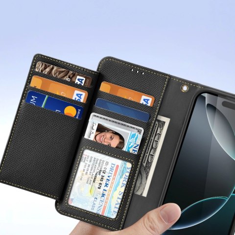 Etui skórzane Dux Ducis Lawa na iPhone 16 Pro - czarne Etui skórzane Dux Ducis Lawa na iPhone 16 Pro - czarne