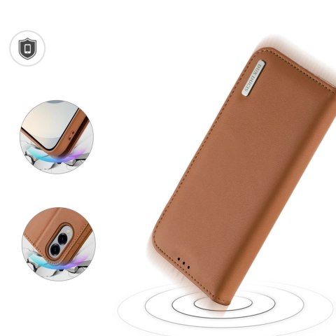 Etui Dux Ducis Hivo na Samsung Galaxy S25 Edge z klapką i ochroną RFID - brązowe Etui Dux Ducis Hivo na Samsung Galaxy S25 Edge z klapką i ochroną RFID - brązowe