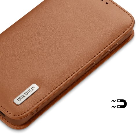 Etui Dux Ducis Hivo na Samsung Galaxy S25 Edge z klapką i ochroną RFID - brązowe Etui Dux Ducis Hivo na Samsung Galaxy S25 Edge z klapką i ochroną RFID - brązowe