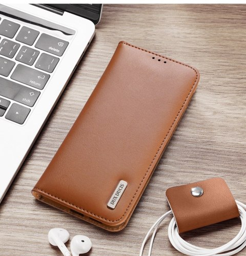 Etui Dux Ducis Hivo na Samsung Galaxy S25 Edge z klapką i ochroną RFID - brązowe Etui Dux Ducis Hivo na Samsung Galaxy S25 Edge z klapką i ochroną RFID - brązowe
