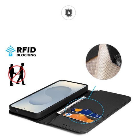 Etui Dux Ducis Hivo na Samsung Galaxy S25 Edge z klapką i ochroną RFID - czarne Etui Dux Ducis Hivo na Samsung Galaxy S25 Edge z klapką i ochroną RFID - czarne
