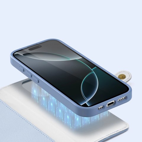 Etui skórzane Dux Ducis Lawa na iPhone 16 Pro Max z odłączanym portfelem magnetycznym - błękitne Etui skórzane Dux Ducis Lawa na iPhone 16 Pro Max z odłączanym portfelem magnetycznym - błękitne
