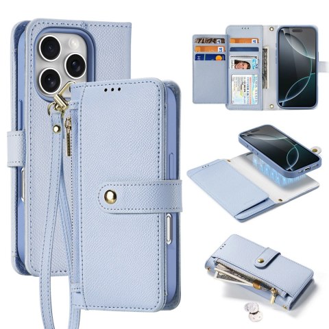 Etui skórzane Dux Ducis Lawa na iPhone 16 Pro z odłączanym portfelem magnetycznym - błękitne Etui skórzane Dux Ducis Lawa na iPhone 16 Pro z odłączanym portfelem magnetycznym - błękitne