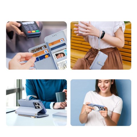 Etui skórzane Dux Ducis Lawa na iPhone 16 Pro z odłączanym portfelem magnetycznym - błękitne Etui skórzane Dux Ducis Lawa na iPhone 16 Pro z odłączanym portfelem magnetycznym - błękitne