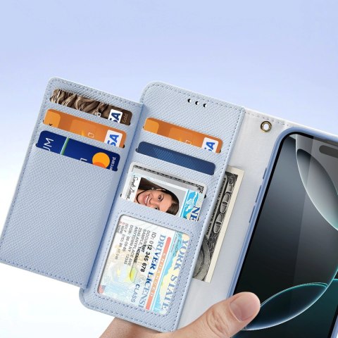 Etui skórzane Dux Ducis Lawa na iPhone 16 Pro z odłączanym portfelem magnetycznym - błękitne Etui skórzane Dux Ducis Lawa na iPhone 16 Pro z odłączanym portfelem magnetycznym - błękitne