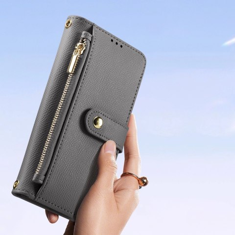 Etui skórzane Dux Ducis Lawa na iPhone 16 Pro z odłączanym portfelem magnetycznym - szare Etui skórzane Dux Ducis Lawa na iPhone 16 Pro z odłączanym portfelem magnetycznym - szare