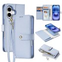 Etui skórzane Dux Ducis Lawa na iPhone 16 z odłączanym portfelem magnetycznym - błękitne