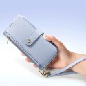 Etui skórzane Dux Ducis Lawa na iPhone 16 z odłączanym portfelem magnetycznym - błękitne