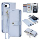 Etui skórzane Dux Ducis Lawa na iPhone 16e z odłączanym portfelem magnetycznym - błękitne