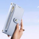 Etui skórzane Dux Ducis Lawa na iPhone 16e z odłączanym portfelem magnetycznym - błękitne