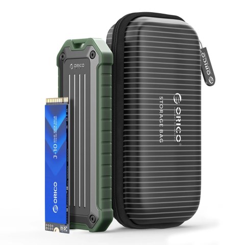 Wzmocniona kieszeń dyskowa Orico OTPX-G2 M.2 NVMe/SATA SSD USB-C 3.2 taktyczna - szaro-zielona Wzmocniona kieszeń dyskowa Orico OTPX-G2 M.2 NVMe/SATA SSD USB-C 3.2 taktyczna - szaro-zielona