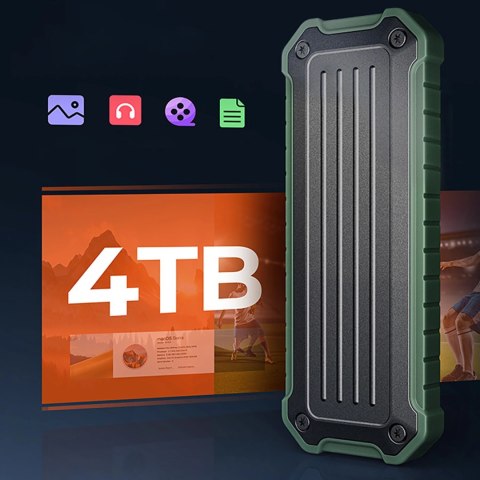 Wzmocniona kieszeń dyskowa Orico OTPX-G2 M.2 NVMe/SATA SSD USB-C 3.2 taktyczna - szaro-zielona Wzmocniona kieszeń dyskowa Orico OTPX-G2 M.2 NVMe/SATA SSD USB-C 3.2 taktyczna - szaro-zielona