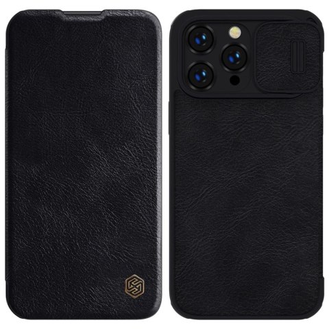 Nillkin Qin Leather Pro Case etui iPhone 14 Pro osłona na aparat kabura pokrowiec obudowa z klapką czarny Nillkin Qin Leather Pro Case etui iPhone 14 Pro osłona na aparat kabura pokrowiec obudowa z klapką czarny