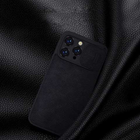 Nillkin Qin Leather Pro Case etui iPhone 14 Pro osłona na aparat kabura pokrowiec obudowa z klapką czarny Nillkin Qin Leather Pro Case etui iPhone 14 Pro osłona na aparat kabura pokrowiec obudowa z klapką czarny