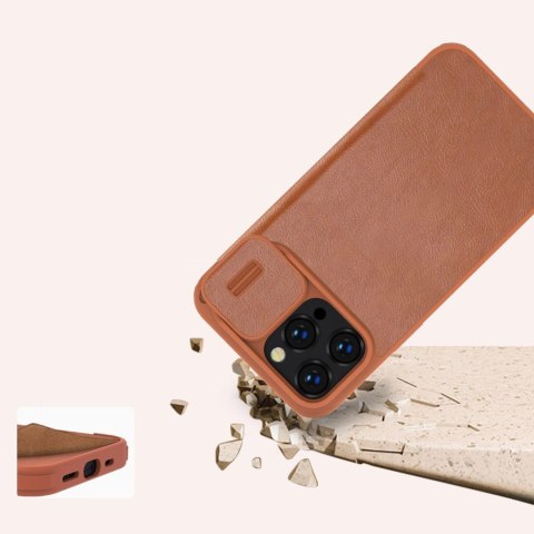 Nillkin Qin Leather Pro Case etui iPhone 14 Pro osłona na aparat kabura pokrowiec obudowa z klapką czarny Nillkin Qin Leather Pro Case etui iPhone 14 Pro osłona na aparat kabura pokrowiec obudowa z klapką czarny