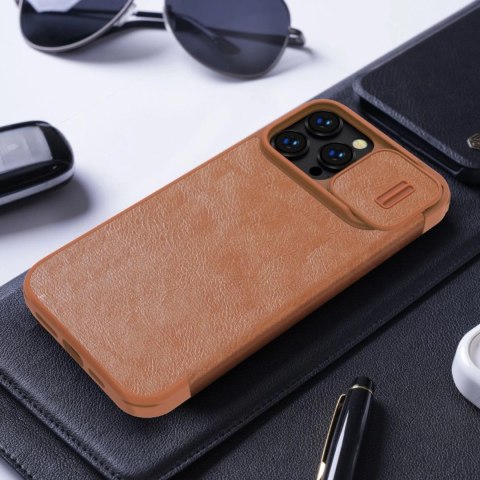 Nillkin Qin Leather Pro Case etui iPhone 14 Pro osłona na aparat kabura pokrowiec obudowa z klapką czarny Nillkin Qin Leather Pro Case etui iPhone 14 Pro osłona na aparat kabura pokrowiec obudowa z klapką czarny
