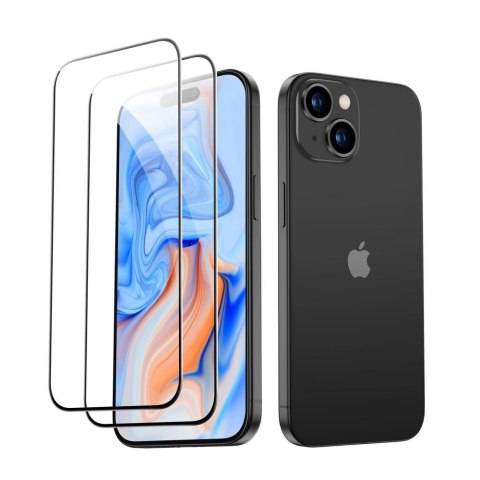 Szkło hartowane ESR Tempered Glass na iPhone 15 - czarne 2 szt. Szkło hartowane ESR Tempered Glass na iPhone 15 - czarne 2 szt.