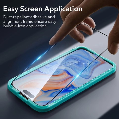 Szkło hartowane ESR Tempered Glass na iPhone 15 - czarne 2 szt. Szkło hartowane ESR Tempered Glass na iPhone 15 - czarne 2 szt.