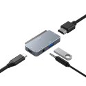 HUB Tech-Protect V6 4w1 USB-C - USB-A 3.0 / USB-C PD100W / HDMI / mini jack 3.5mm - szary