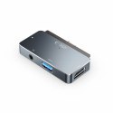 HUB Tech-Protect V6 4w1 USB-C - USB-A 3.0 / USB-C PD100W / HDMI / mini jack 3.5mm - szary