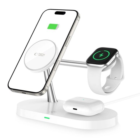 Ładowarka Tech-Protect A12 indukcyjna 3w1 MagSafe na smartfon / słuchawki / smartwatch - biała Ładowarka Tech-Protect A12 indukcyjna 3w1 MagSafe na smartfon / słuchawki / smartwatch - biała