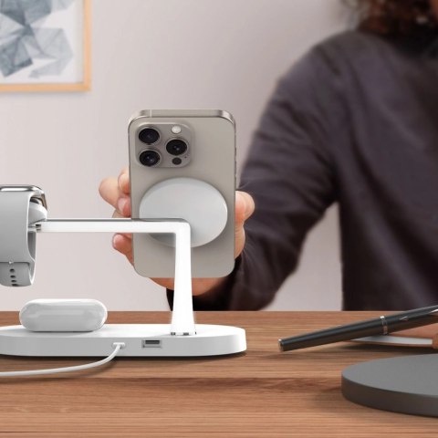 Ładowarka Tech-Protect A12 indukcyjna 3w1 MagSafe na smartfon / słuchawki / smartwatch - biała Ładowarka Tech-Protect A12 indukcyjna 3w1 MagSafe na smartfon / słuchawki / smartwatch - biała