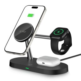 Ładowarka Tech-Protect A12 indukcyjna 3w1 MagSafe na smartfon / słuchawki / smartwatch - czarna