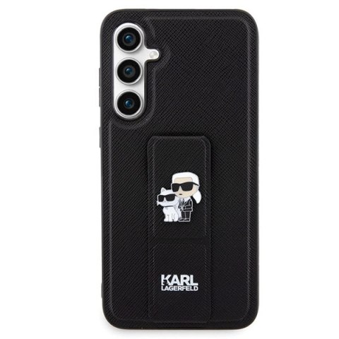 Etui Karl Lagerfeld Gripstand Saffiano Karl&Choupette Pins na Samsung Galaxy S23 FE - czarne Etui Karl Lagerfeld Gripstand Saffiano Karl&Choupette Pins na Samsung Galaxy S23 FE - czarne