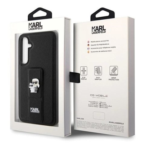 Etui Karl Lagerfeld Gripstand Saffiano Karl&Choupette Pins na Samsung Galaxy S23 FE - czarne Etui Karl Lagerfeld Gripstand Saffiano Karl&Choupette Pins na Samsung Galaxy S23 FE - czarne