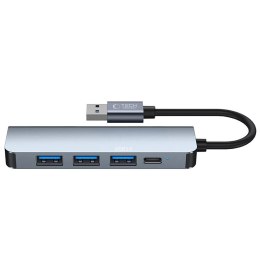 HUB Tech-Protect V0 5w1 USB-A - USB-A 3.0 / 3x USB-A 2.0 / USB-C - szary