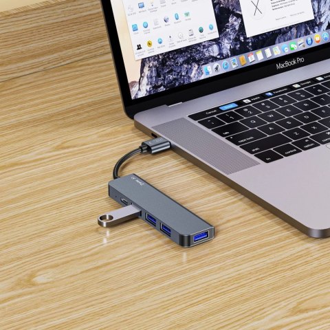 HUB Tech-Protect V0 5w1 USB-A - USB-A 3.0 / 3x USB-A 2.0 / USB-C - szary HUB Tech-Protect V0 5w1 USB-A - USB-A 3.0 / 3x USB-A 2.0 / USB-C - szary
