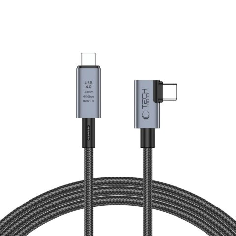 Kabel Tech-Protect UltraBoost Max L USB-C 4.0 (prosty) / USB-C 4.0 (kątowy) PD 240W 8K 40Gbps 1.5m - szary Kabel Tech-Protect UltraBoost Max L USB-C 4.0 (prosty) / USB-C 4.0 (kątowy) PD 240W 8K 40Gbps 1.5m - szary