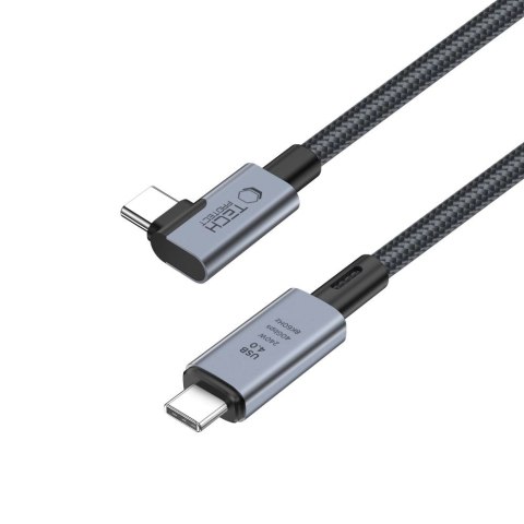 Kabel Tech-Protect UltraBoost Max L USB-C 4.0 (prosty) / USB-C 4.0 (kątowy) PD 240W 8K 40Gbps 1.5m - szary Kabel Tech-Protect UltraBoost Max L USB-C 4.0 (prosty) / USB-C 4.0 (kątowy) PD 240W 8K 40Gbps 1.5m - szary