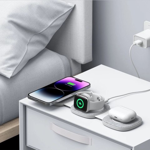 Ładowarka Tech-Protect QI15W-A32 indukcyjna 3w1 z MagSafe na smartfon / Apple Watch / AirPods - szara Ładowarka Tech-Protect QI15W-A32 indukcyjna 3w1 z MagSafe na smartfon / Apple Watch / AirPods - szara
