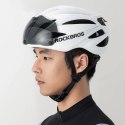 Kask rowerowy Rockbros z szybką, odpinane okulary z ochroną UV, unisex - brązowy