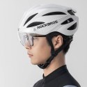 Kask rowerowy Rockbros z szybką, odpinane okulary z ochroną UV, unisex, matowy - biały