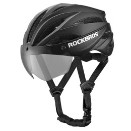 Kask rowerowy Rockbros z szybką, odpinane okulary z ochroną UV, unisex - zielony