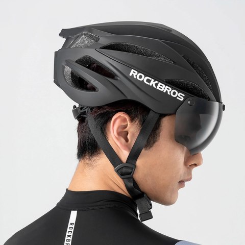Kask rowerowy Rockbros z szybką, odpinane okulary z ochroną UV, unisex - zielony Kask rowerowy Rockbros z szybką, odpinane okulary z ochroną UV, unisex - zielony