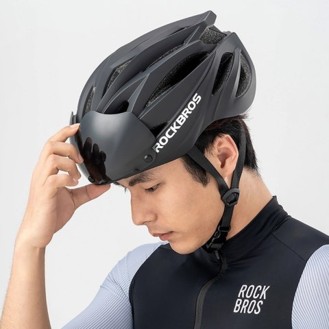 Kask rowerowy Rockbros z szybką, odpinane okulary z ochroną UV, unisex - zielony Kask rowerowy Rockbros z szybką, odpinane okulary z ochroną UV, unisex - zielony