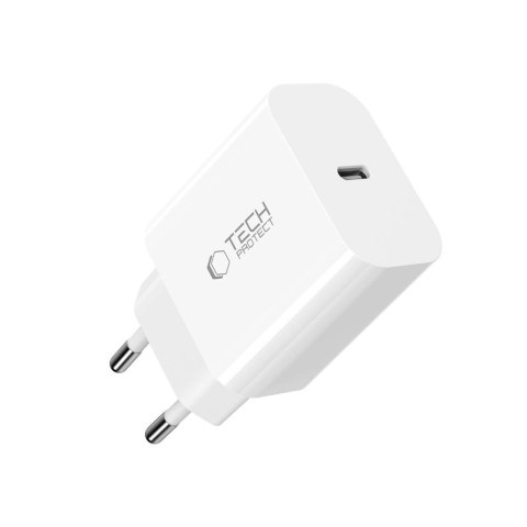 Ładowarka sieciowa Tech-Protect NC20W PD20W USB-C z kablem USB-C - biała Ładowarka sieciowa Tech-Protect NC20W PD20W USB-C z kablem USB-C - biała