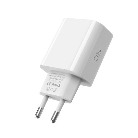 Ładowarka sieciowa Tech-Protect NC20W PD20W USB-C z kablem USB-C - biała Ładowarka sieciowa Tech-Protect NC20W PD20W USB-C z kablem USB-C - biała