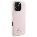 Etui Guess Silicone Script Metal Logo & Frame na iPhone 16 Pro - różowe