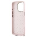 Etui Guess Silicone Script Metal Logo & Frame na iPhone 16 Pro - różowe
